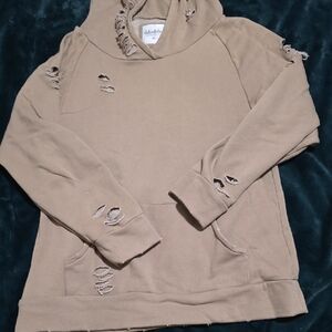Distressed Tan Hoodie